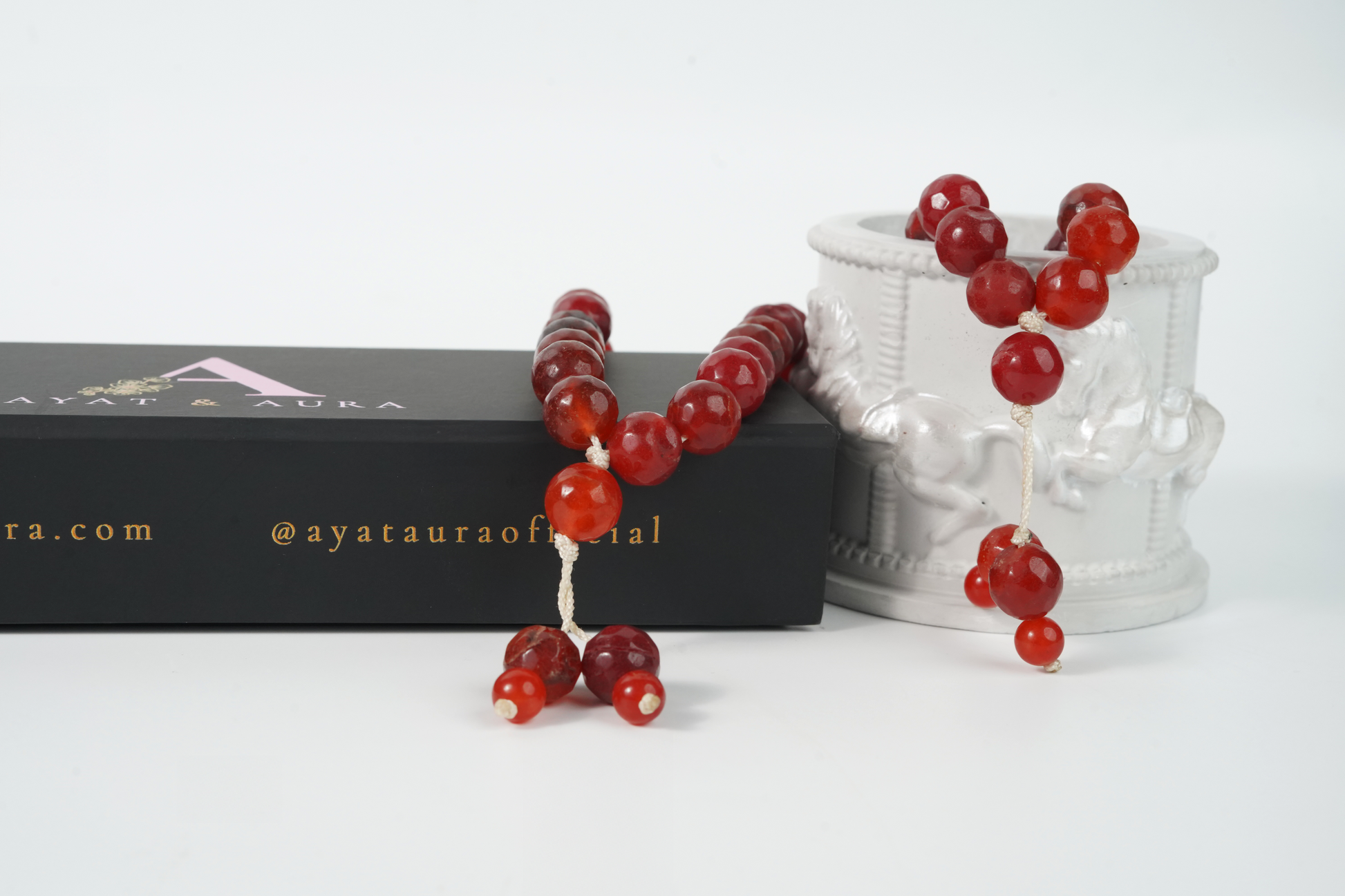 Ayat & Aura magnetic gift box with red agate tasbih