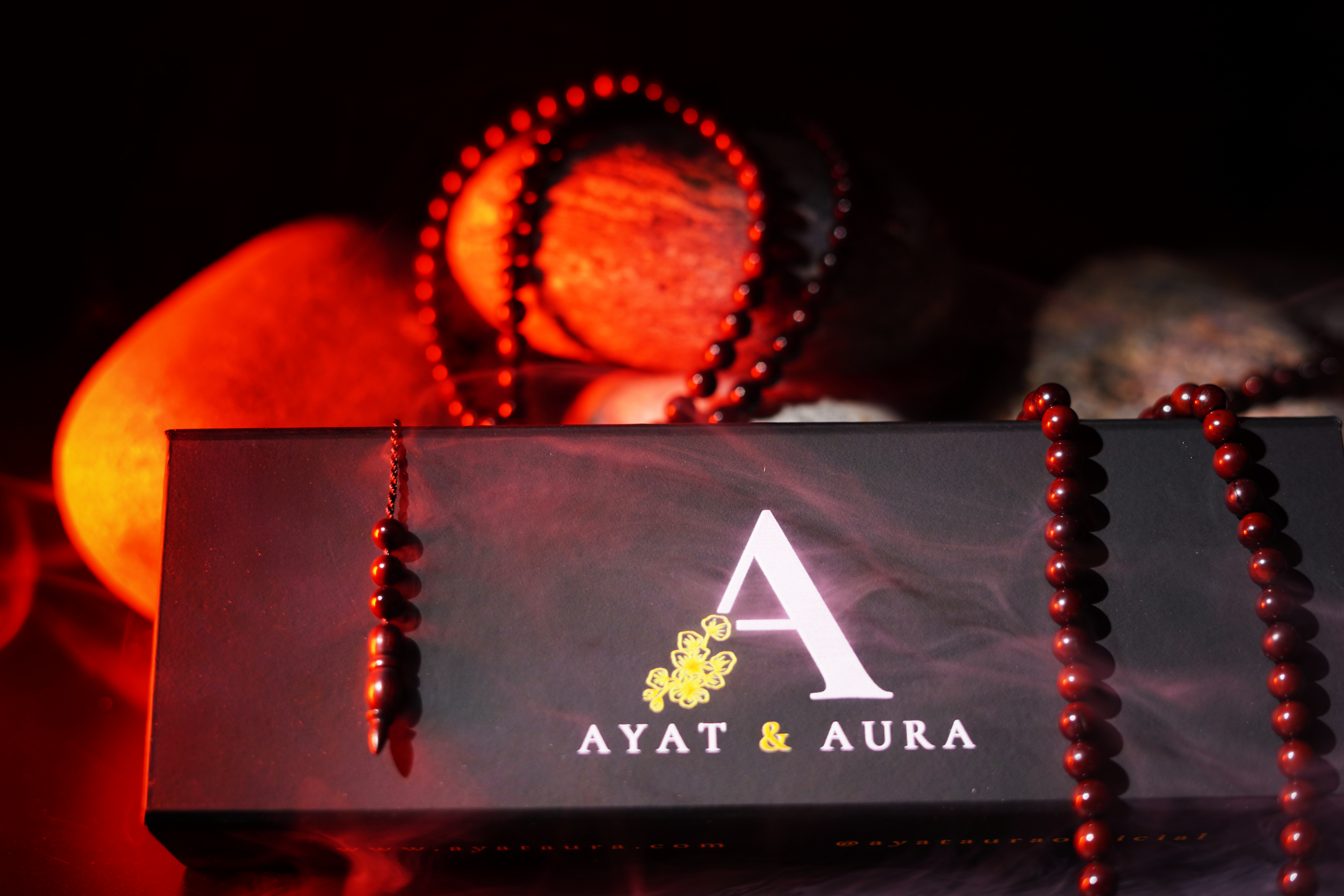 Close detail of tassel, divider beads, and durable braided cord in smoke (99-bead)