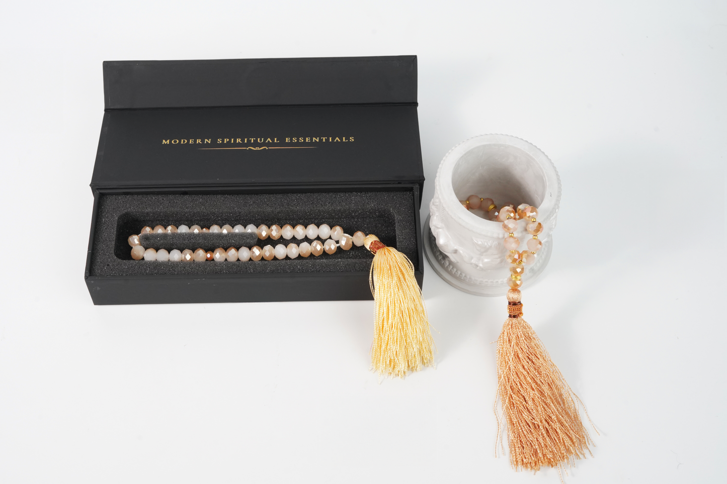 Ayat & Aura magnetic gift box with sand-gold resin tasbih