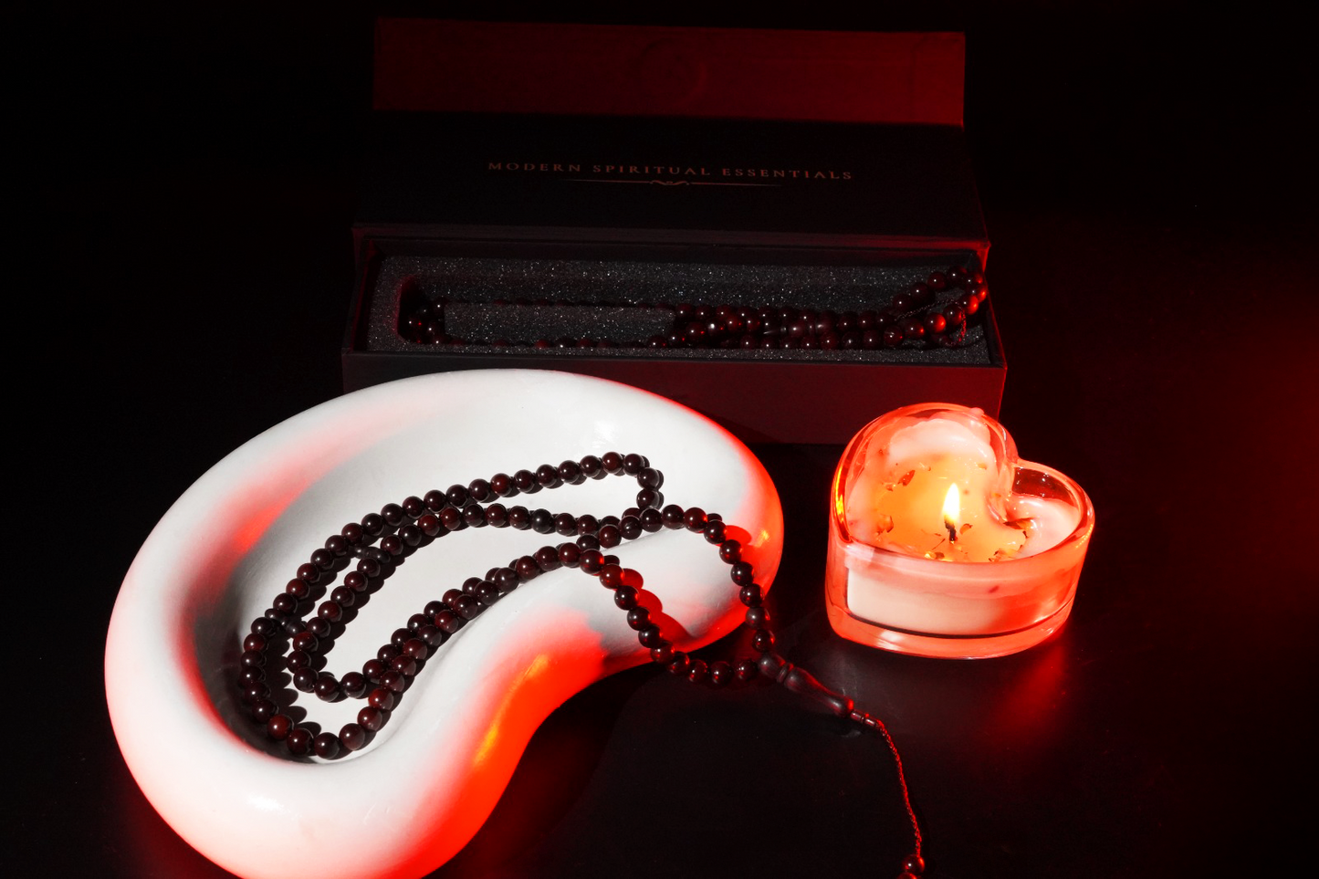 Ayat & Aura magnetic gift box with cocoa-tone wood tasbih — gift-ready