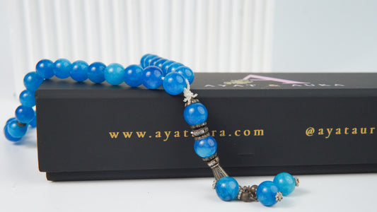 Ayat & Aura magnetic gift box with blue agate tasbih