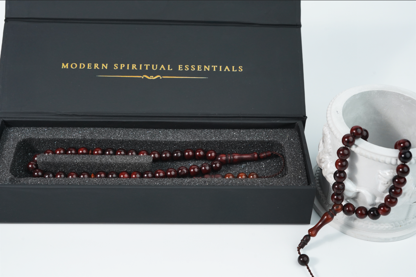 Ayat & Aura gift box with wooden tasbih — luxury presentation”